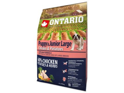 Superprémiové krmivo pro štěňata a juniory velkých plemen Ontario Puppy and junior large Chicken and potatoes 2,25 kg