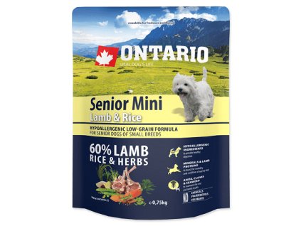 Superprémiové granule pro psí seniory Ontario Senior Mini Lamb and Rice 0,75 kg
