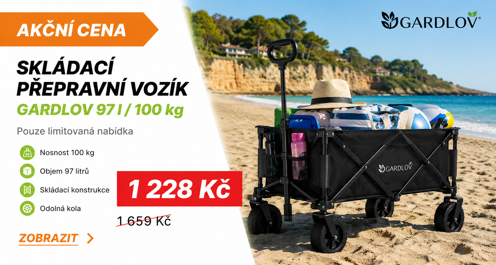Skládací přepravní vozík GARDLOV 23084, 97 l, 100 kg