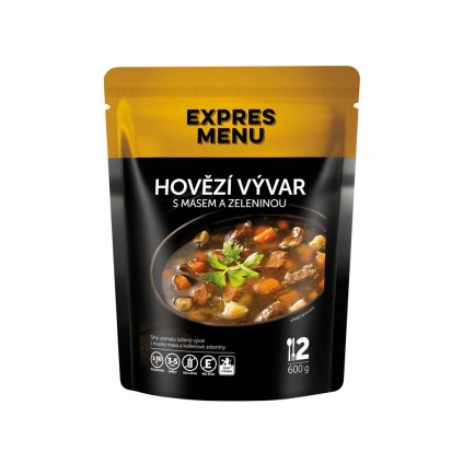 Expres Menu hovězí vývar s masem a zeleninou 2 porce 600g