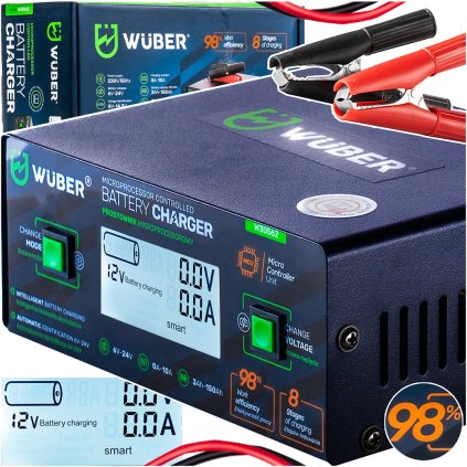 WUBER Mikroprocesorová nabíječka baterií 6-24V 10A W30562