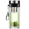 Dvojvrstvová sklenená čajová eko fľaša s filtračným sitkom 980ml