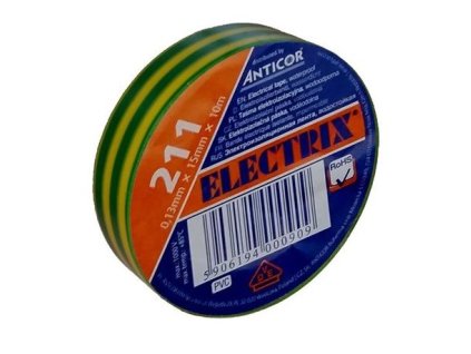Izolační páska PVC 15mm 10m zelenožlutá