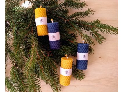 Sada svíček ze 100% včelího vosku, modrá - 7 cm (adventní)