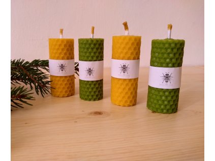 Sada svíček ze 100% včelího vosku, zelená - 7 cm (adventní)