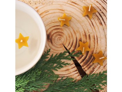 Plovoucí svíčka ze 100% včelího vosku - hvězdička