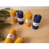 Sada svíček ze 100% včelího vosku, modrá - 7 cm (adventní)