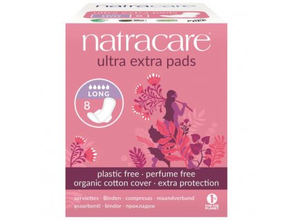 NatraCare Menstruační vložky ultra extra long s křidélky 8 ks