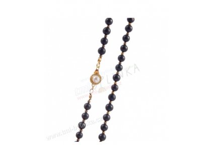 Šungit náhrdelník se zlatými kuličkami 6x70mm