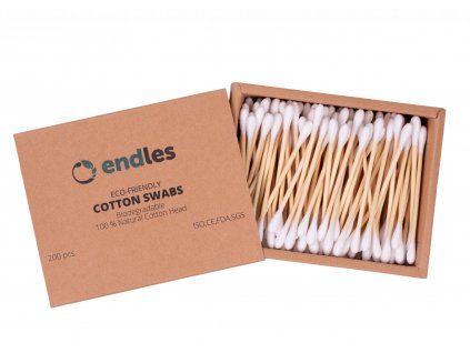 Endles by Econea Vatové tyčinky do uší (200 ks) - z bambusu a bavlny