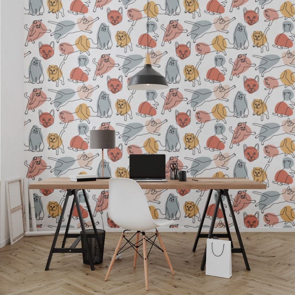 tapeta mockup of the wallpaper behind a neat and modern desk 2702 el1 (4)