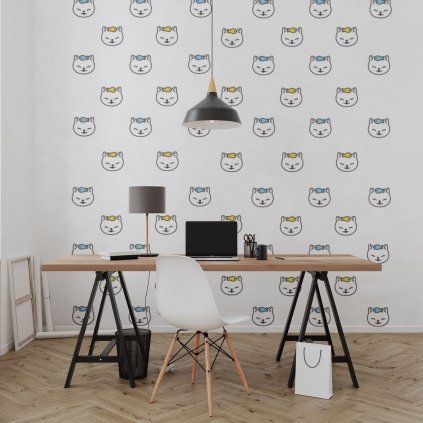 tapeta mockup of the wallpaper behind a neat and modern desk 2702 el1 (5)