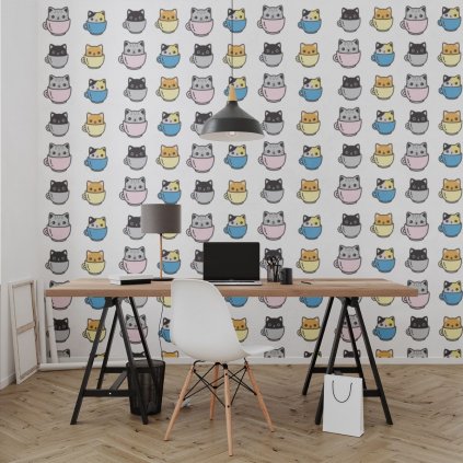 tapeta mockup of the wallpaper behind a neat and modern desk 2702 el1 (9)