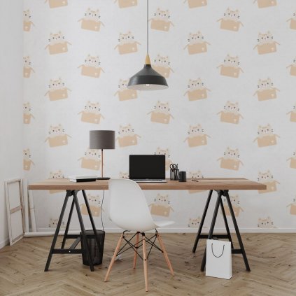 tapeta mockup of the wallpaper behind a neat and modern desk 2702 el1 (1)