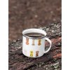 mockup of a 12 oz enamel mug with a silver rim placed on a fallen tree 30820 (3)