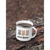 mockup of a 12 oz enamel mug with a silver rim placed on a fallen tree 30820 (10)