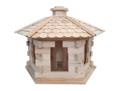 Dřevěné krmítko pro ptáky se zásobníkem na krmivo 56x46x37
