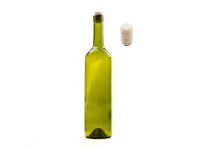 Skleněná láhev na víno BORDEAUX olivová 750 ml s korkem