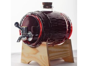 Glasfass 3L transparent mit Holzsockel und Zapfhahn.