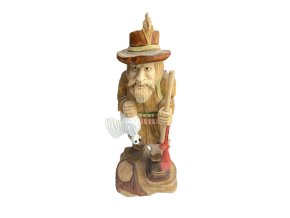 Holzfigur eines Jägers mit Beute 37x15cm
