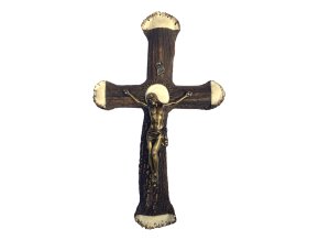 Kreuz mit Jesus aus grobem Geweih 30x18 cm