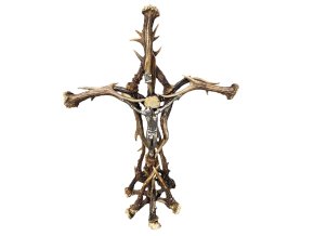 Kreuz aus Hirschgeweih mit kleinem Ständer