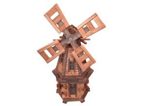 Dřevěný větrný mlýn zahradní, otočný, dekorační 90cm