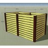 Dřevěný kompostér JERY DUO 2000 s rozměry 200×100×108 cm – dvoukomorový systém z modřínu, vizualizace s hnědými manžetami