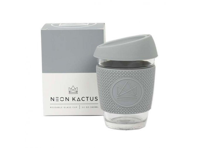 Sklenený pohár na horúce aj ľadové nápoje NEON KACTUS šedý 340ml 1 ekonetka