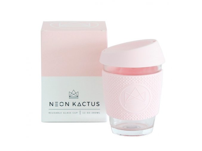 Sklenený pohár na horúce aj ľadové nápoje NEON KACTUS ružový 340ml ekonetka 1