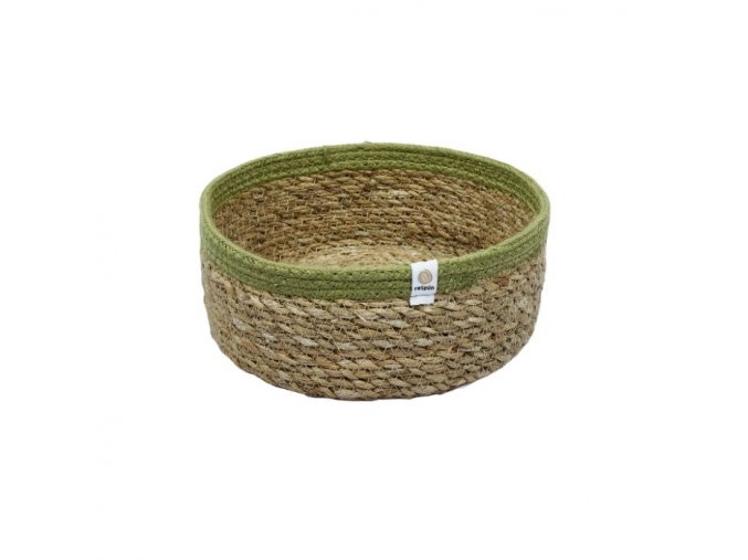 Košík z morskej trávy a juty respiin medium natural green ekonetka 1