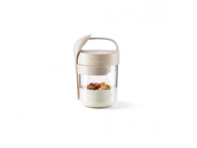 Desiatový box Jar To Go s lyžičkou krémový Lékué 400 ml 01