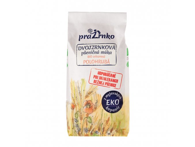 Dvojzrnková múka celozrnná polohrubá Bio, praZrnko 01