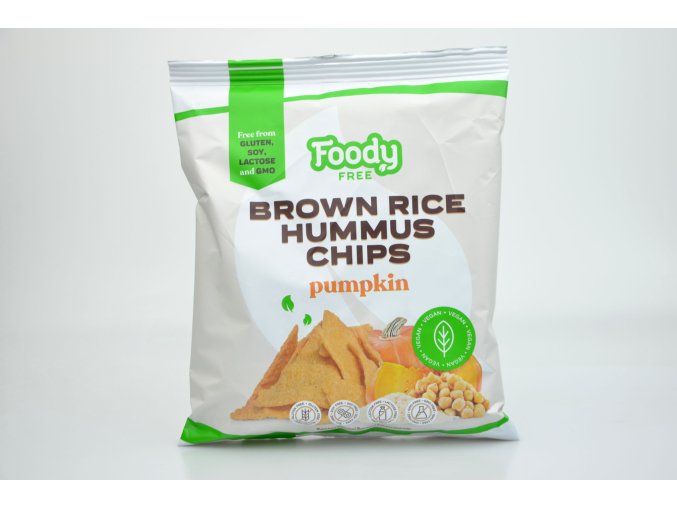 Humnusové chipsy z hnedej ryže a tekvice, vegan FoodyFree 50 g