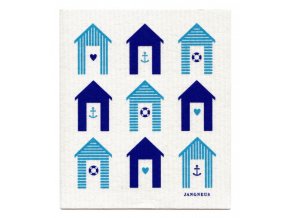 jangneus.com Turquoise Blue Beach Huts Dishcloth LowRes