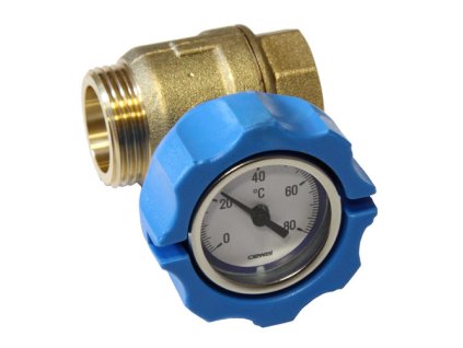 Guľový ventil s teplomerom G1 - Modrý