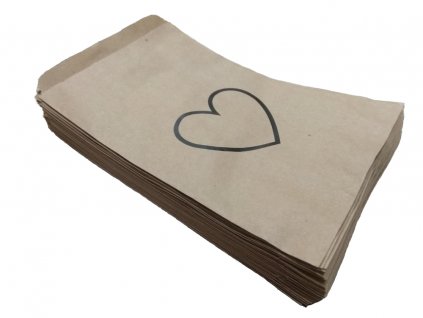 papírový sáček s potiskem valentýn srdce obrys černý ekologický papírový obal