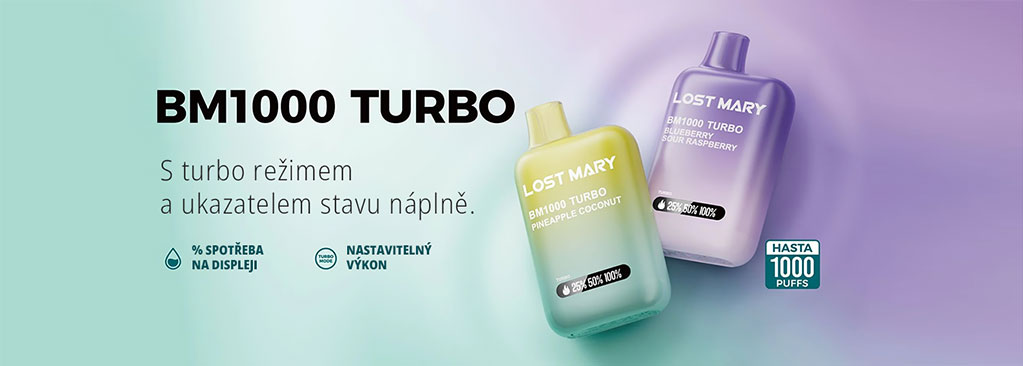 Lost Mary BM1000 Turbo kompaktní design elektronické cigarety s pastelově degradovanými barvami