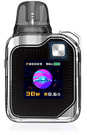 Celobarevný displej Lost Vape Ursa Baby 3 s přehlednými informacemi o stavu zařízení