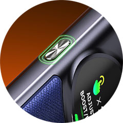 OXVA NeXLIM ovládací tlačítka pro režimy Eco a Boost a nastavení výkonu 5 až 40W