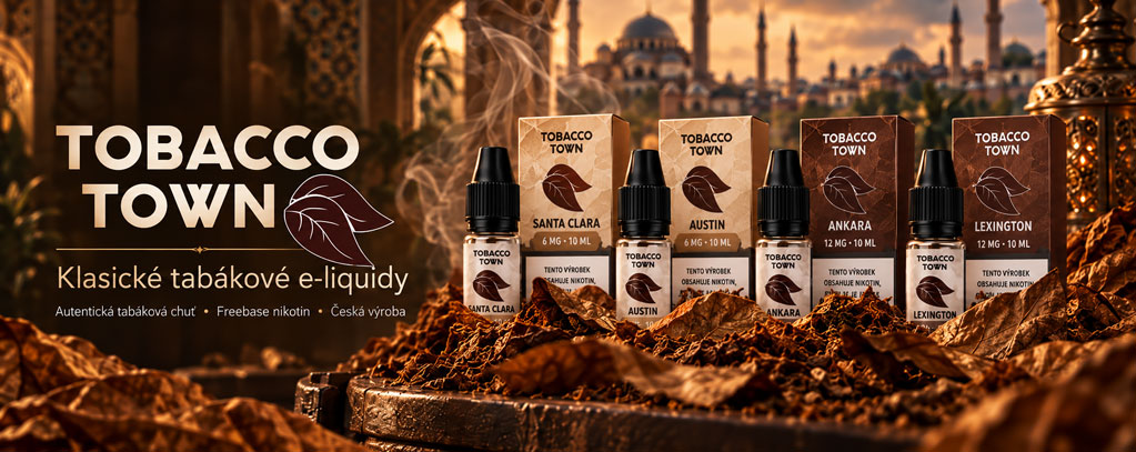 Tabákové e-liquidy Tobacco Town Ankara, Austin, Bristol, Lexington, Richmond a Santa Clara