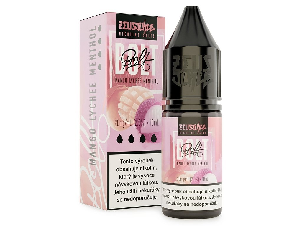 Zeus Juice BOLT Salt - E-liquid - Mango Lychee Menthol - 10ml - 20mg, produktový obrázek.