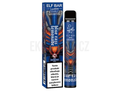 Elf Bar 600 Lux Edition - 20mg - Blue Razz Lemonade (Chladivá borůvkovo-malinová limonáda), produktový obrázek.