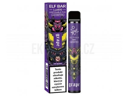 Elf Bar 600 Lux Edition - 20mg - Grape (Hroznové víno), produktový obrázek.