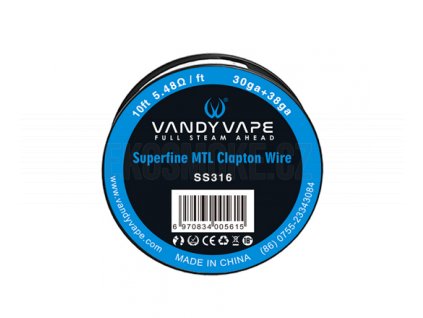 SS316L Superfine MTL Clapton - odporový drát 30GA + 38GA - Vandy Vape (3m)