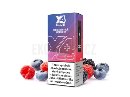 X4 Plus Pod - Cartridge - 20mg - 2ml - Blueberry Sour Raspberry, produktový obrázek.