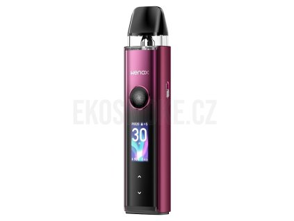 GeekVape Wenax Q Pro Pod Kit Twilight Red, pokročilá elektronická cigareta s haptickou odezvou a 30W výkonem.