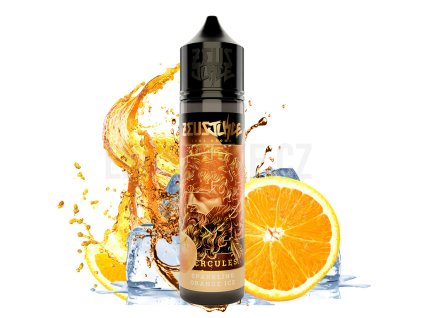 Hercules pomerančová příchuť na ledu Zeus Juice s pomerančem a kostkami ledu v oranžovém stylu