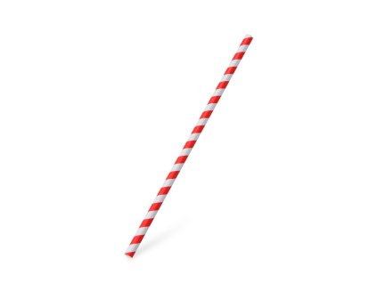 Papírové brčka JUMBO červené spirála 25cm O 8mm (100ks)