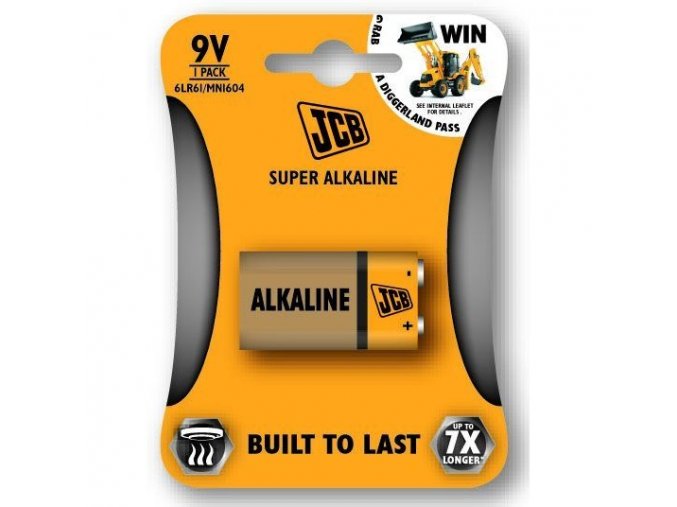 JCB SUPER alkalická baterie 6LR61 9V, blistr 1 ks